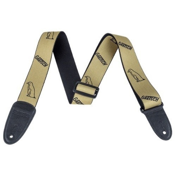 Gretsch Penguin Guitar Strap Black Gold Electric Guitar Rock & Roll‎ Band - Picture 1 of 5